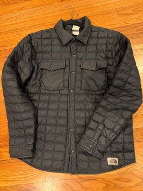 The North Face Black Quilted Snap-Front Puffer Shirt Jacket